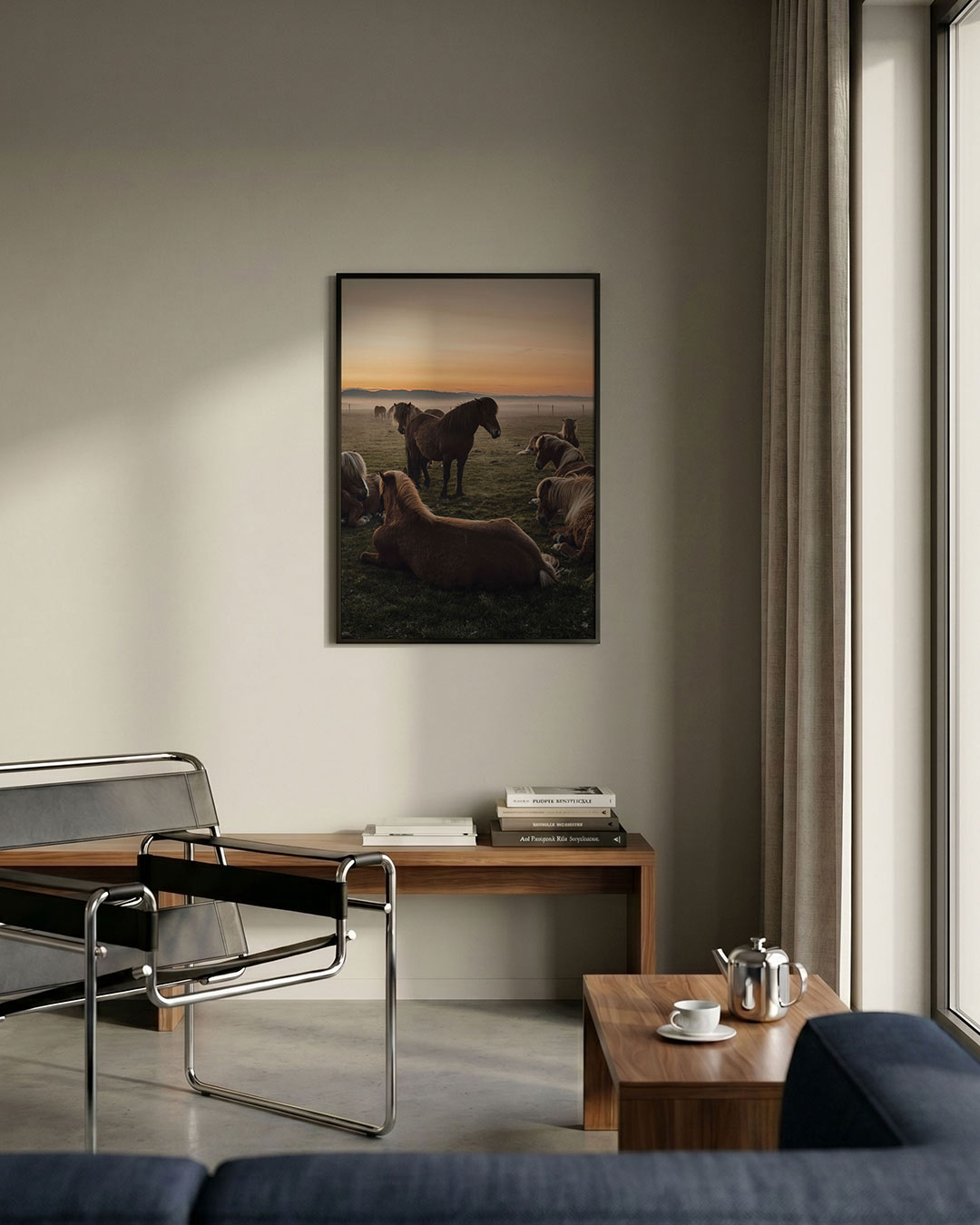 Abstracte poster – detailweergave – een abstracte poster met donkere tinten en een rustige visuele opbouw.
