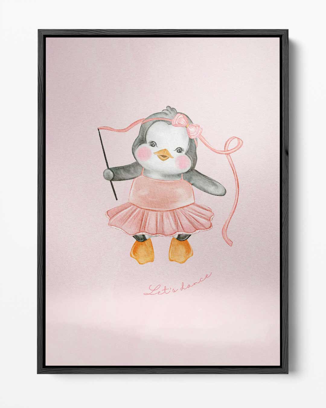 Schattige Dansende Pinguïn in Balletjurk – portret kunstwerk als wanddecoratie