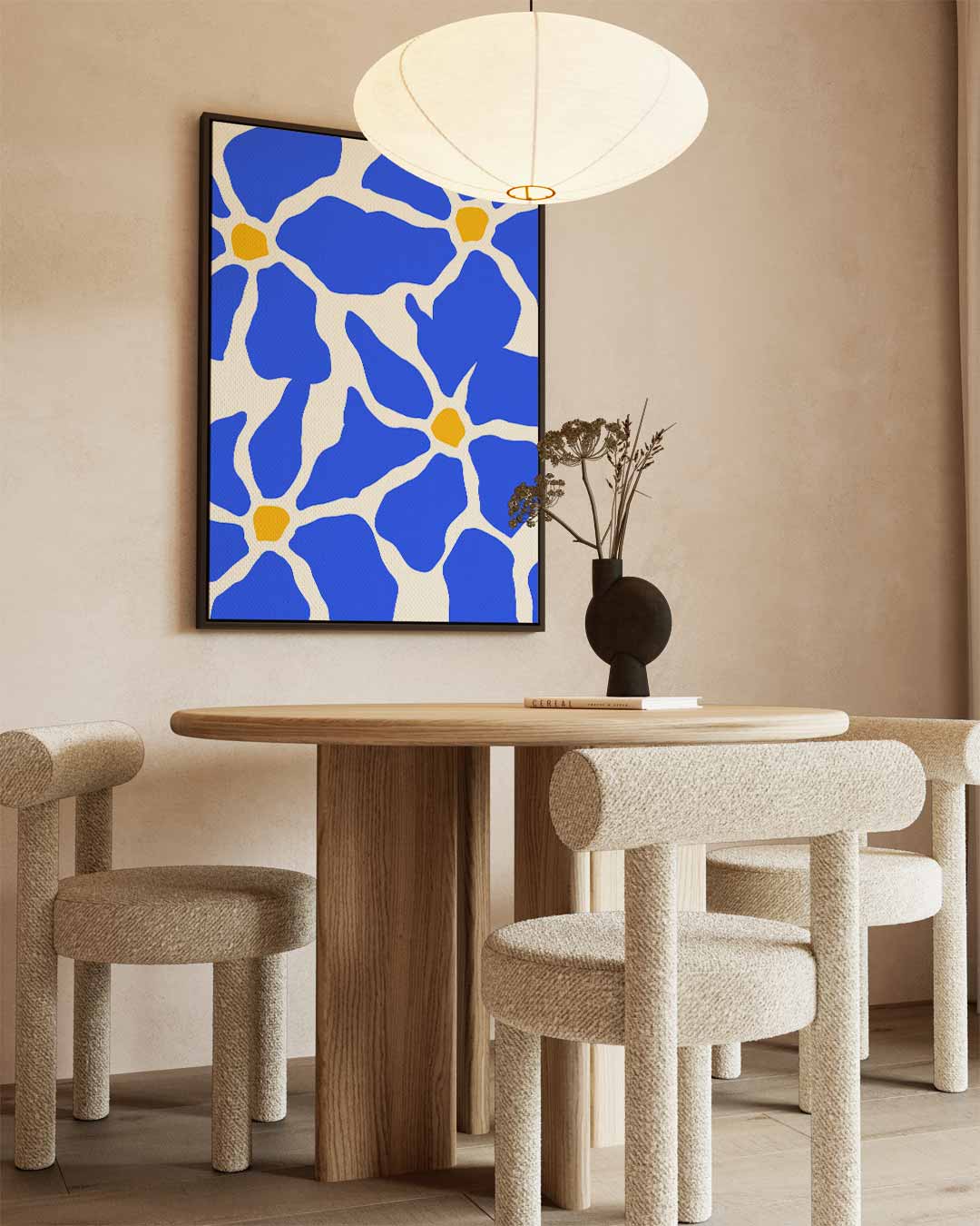 Bloemenpracht in Blauw – staande wandkunst voor woonkamer of interieur
