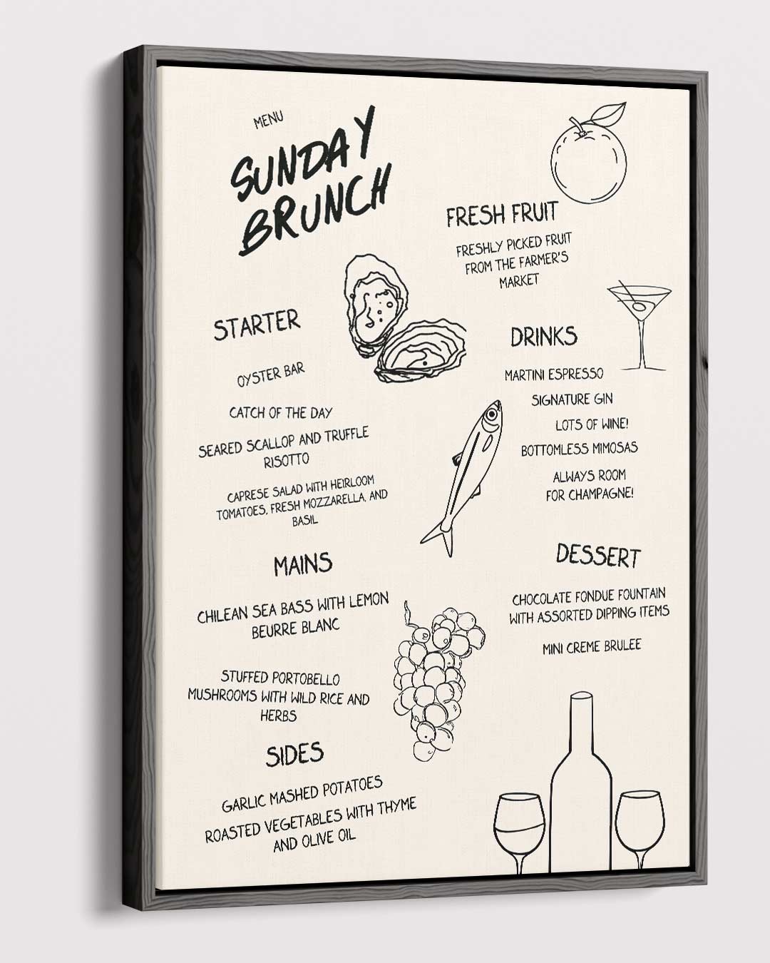 Zonnige Zondag Brunch Illustratie – dibond kunstwerk als wanddecoratie