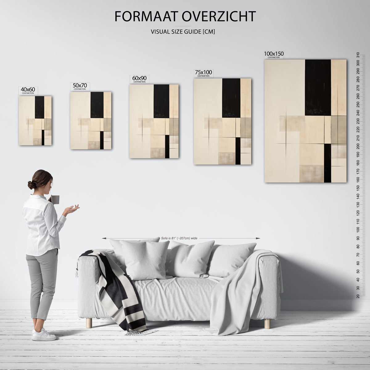 Geometrische vlakken – staand wanddecoratie kunstwerk