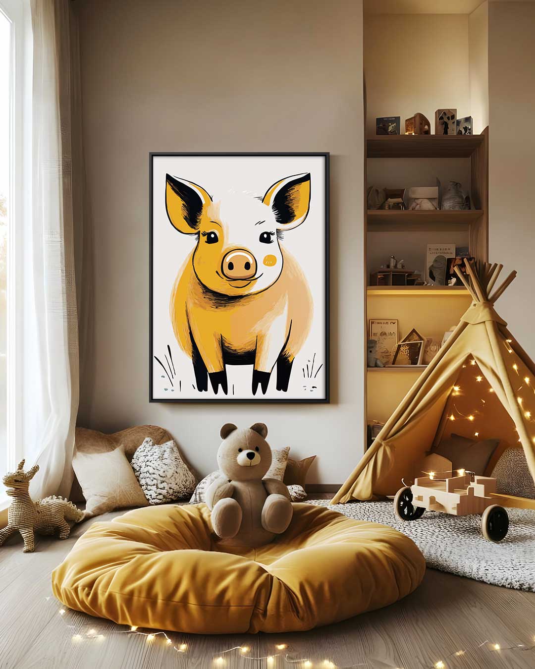 Vrolijk Varkentje – modern portret kunstwerk van WallArtistic