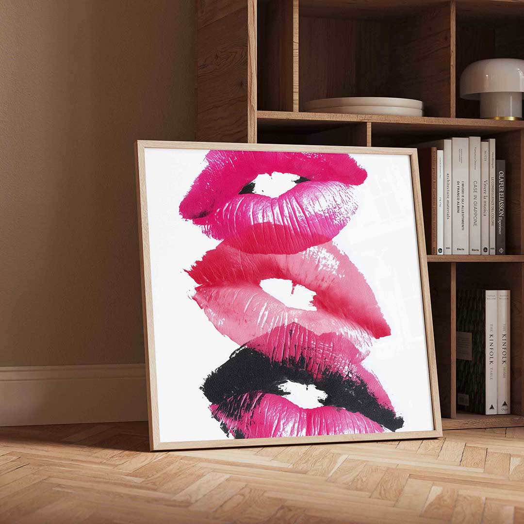 Lippenafdrukken – vierkante Pop Art wanddecoratie van WallArtistic