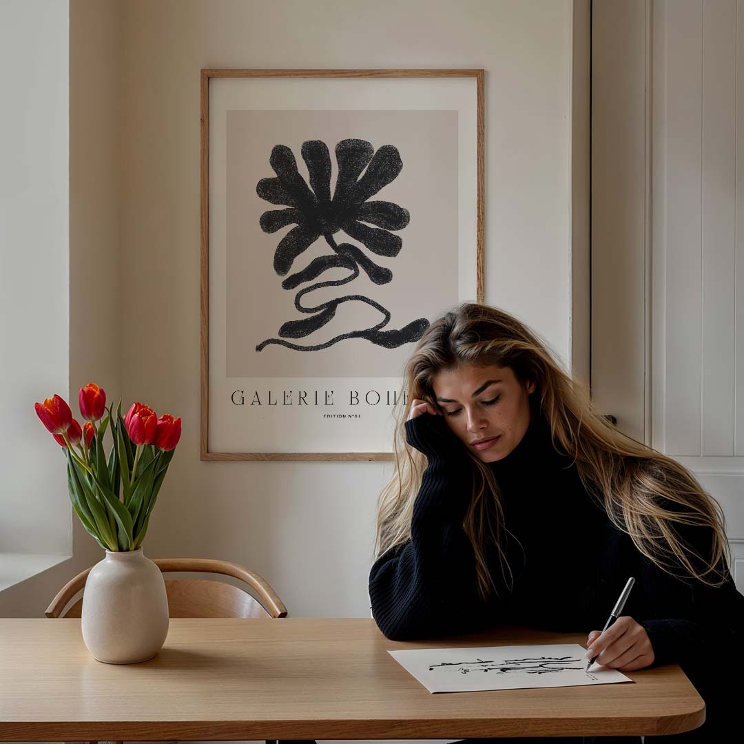 Elegant Organisch Kunstwerk – staande muurposter met boheme uitstraling