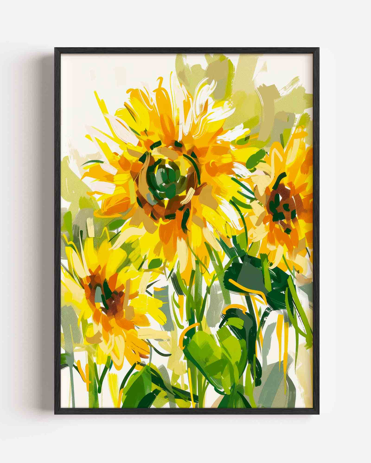Zonnebloemen – kleurrijke illustratie portret poster als wanddecoratie