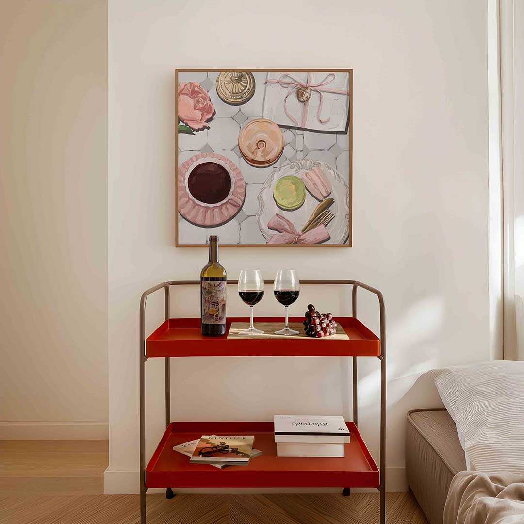 Ontbijt tafel – vierkante keuken wanddecoratie van WallArtistic