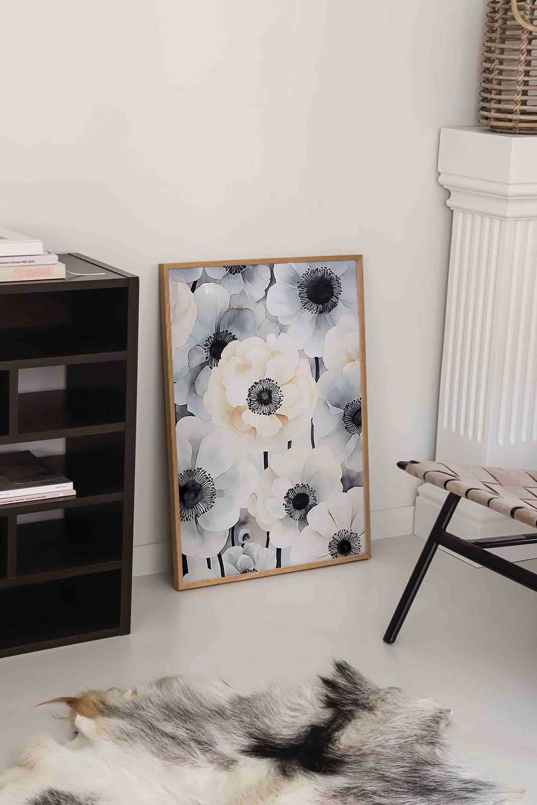 Bloemen in zachte tinten – rustige abstracte wandkunst als portret poster