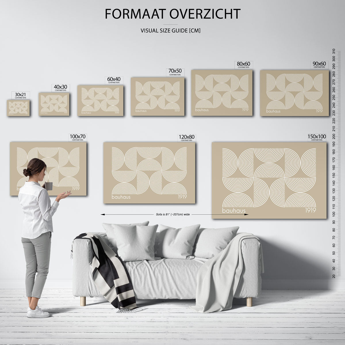 Cirkelpatroon en lijnen – Bauhaus poster als geometrische wanddecoratie