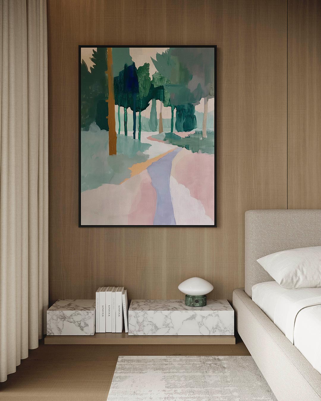 Vloeiende boslandschap – kunstwerk op canvas, dibond of plexiglas