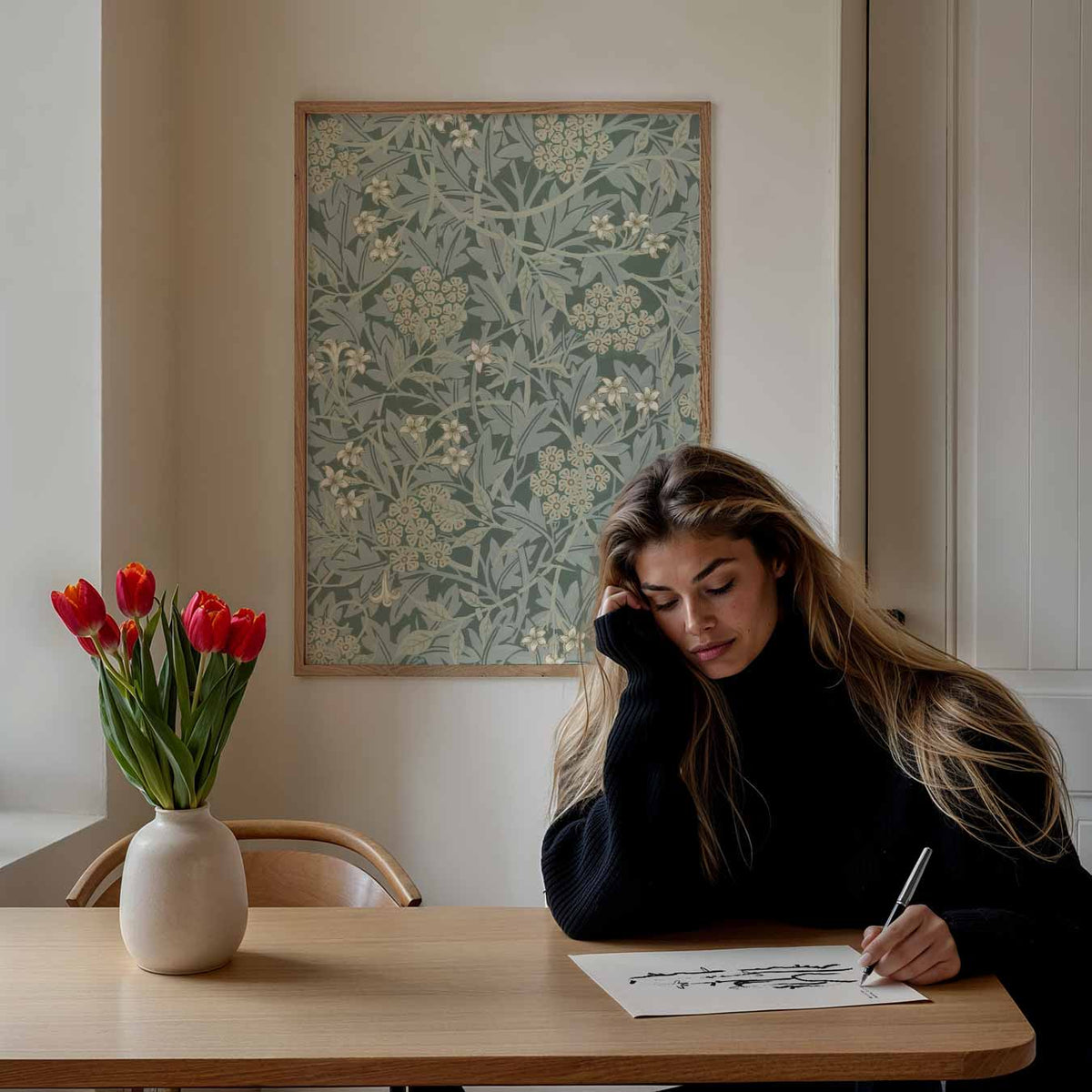 Bloemenpracht Wanddecoratie – staande muurposter met vintage uitstraling