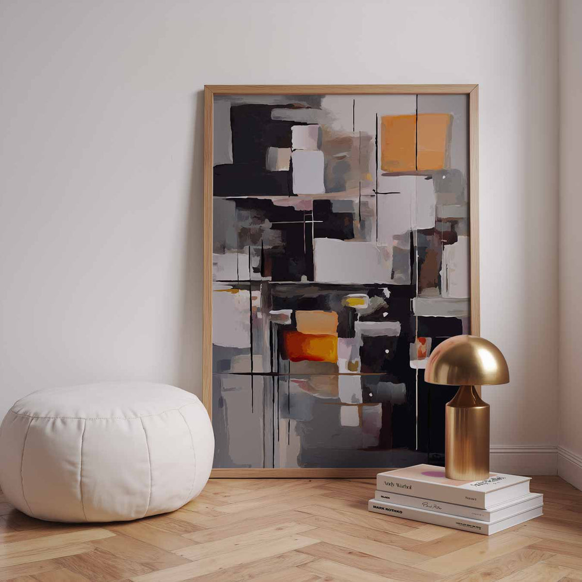 Abstracte Kunstposter in Aardetinten – staande kleurrijke abstracte wanddecoratie van WallArtistic
