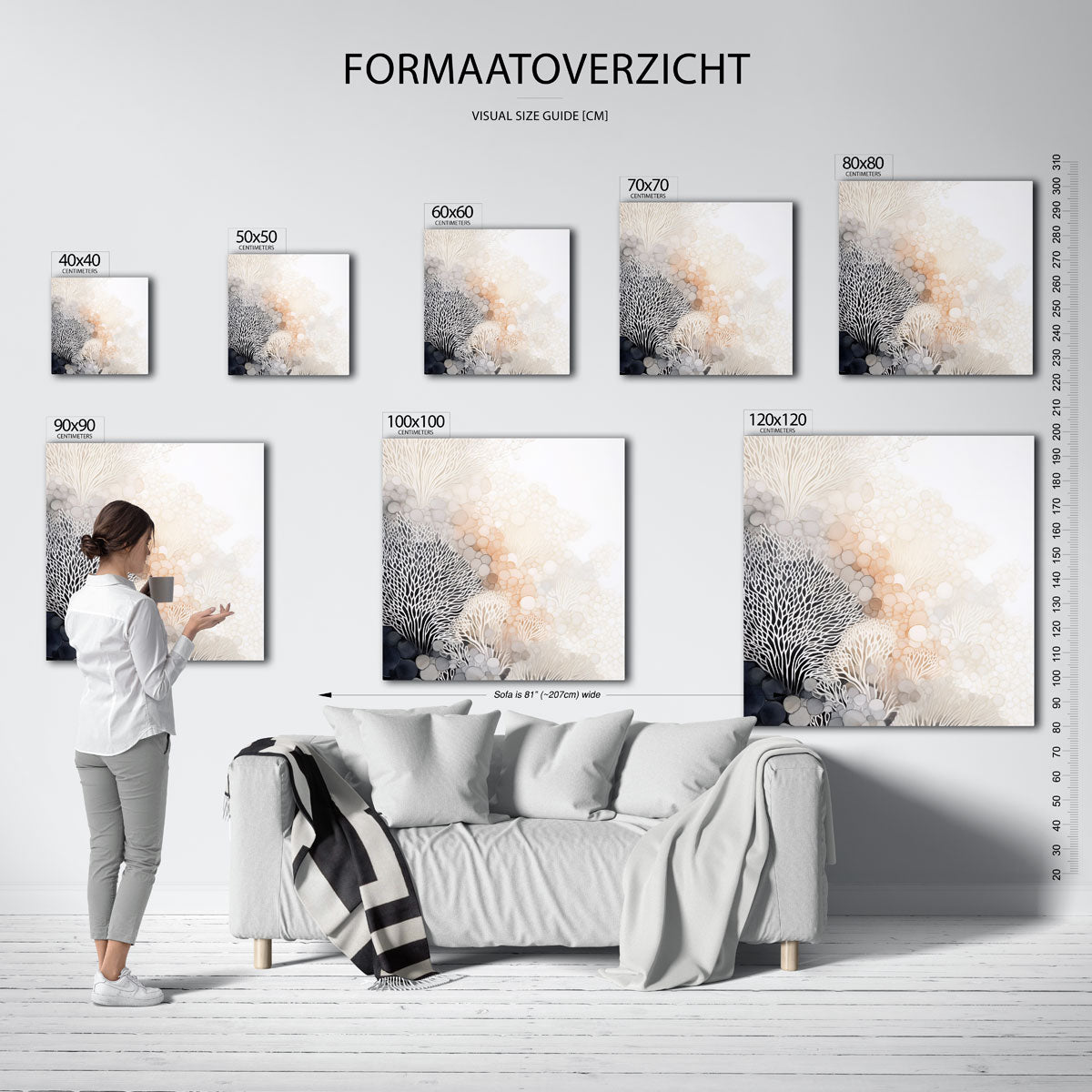 Abstracte vormen – vierkante muurposter met zachte abstracte vormen