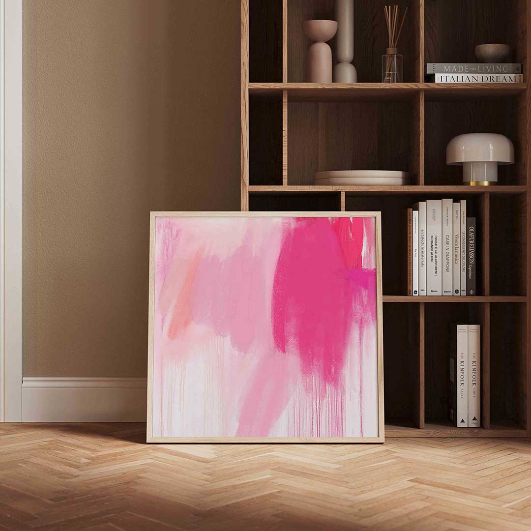 Roze tinten – vierkante wanddecoratie met kleur en vorm van WallArtistic