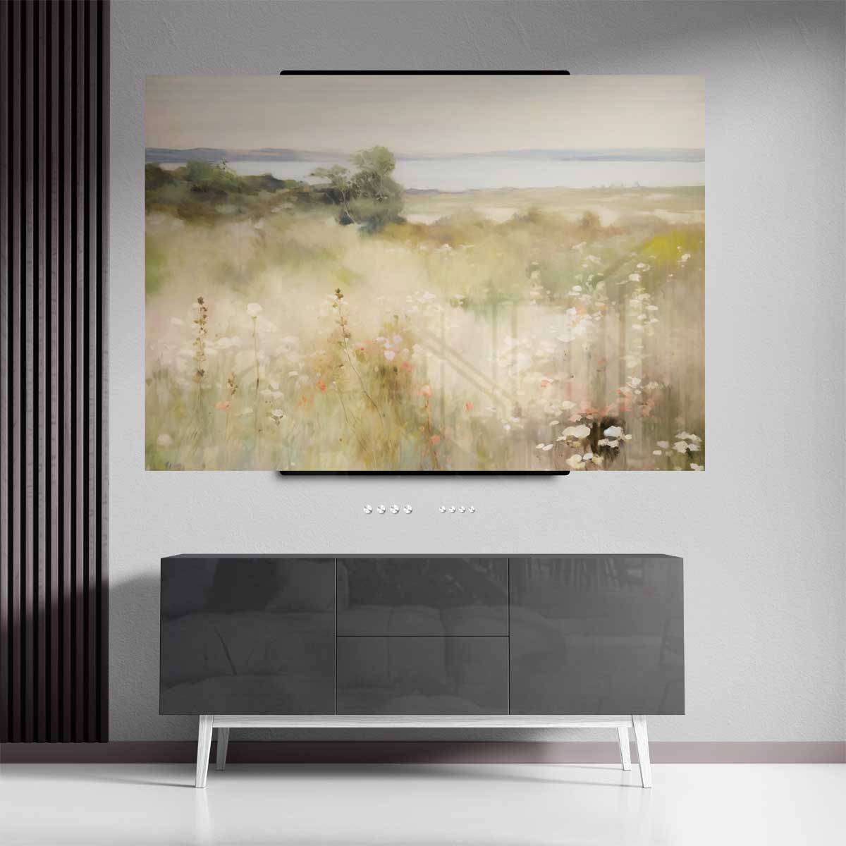 Zonovergoten Bloemenweide – canvas kunstwerk als wanddecoratie