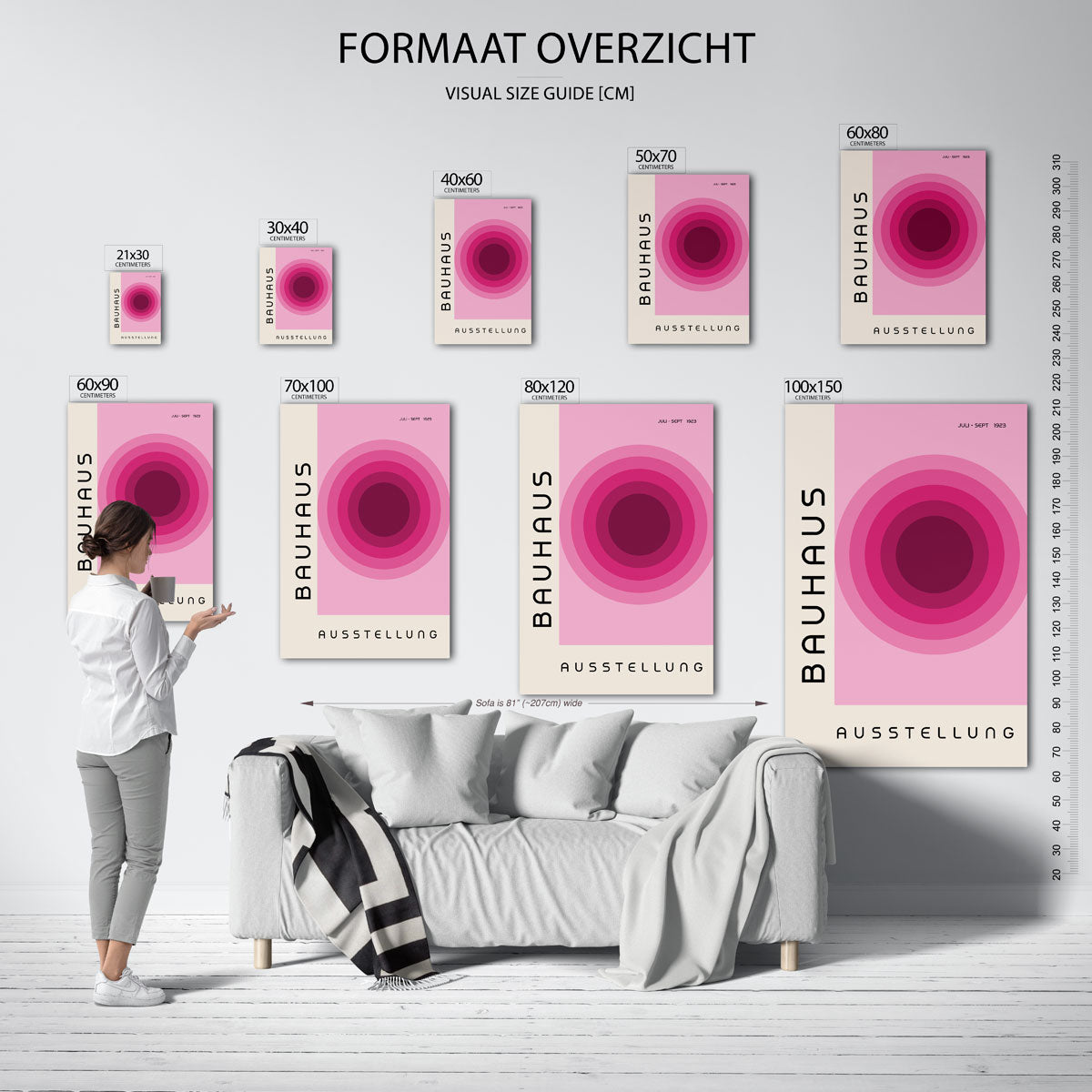 Cirkelvormen en tekst – geometrische poster in Bauhaus-stijl van WallArtistic