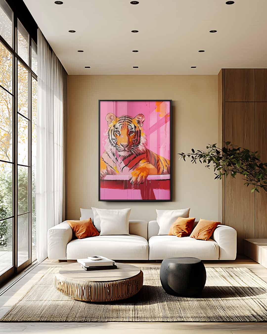 Kleurrijke Tijger Kunst – modern portret kunstwerk van WallArtistic
