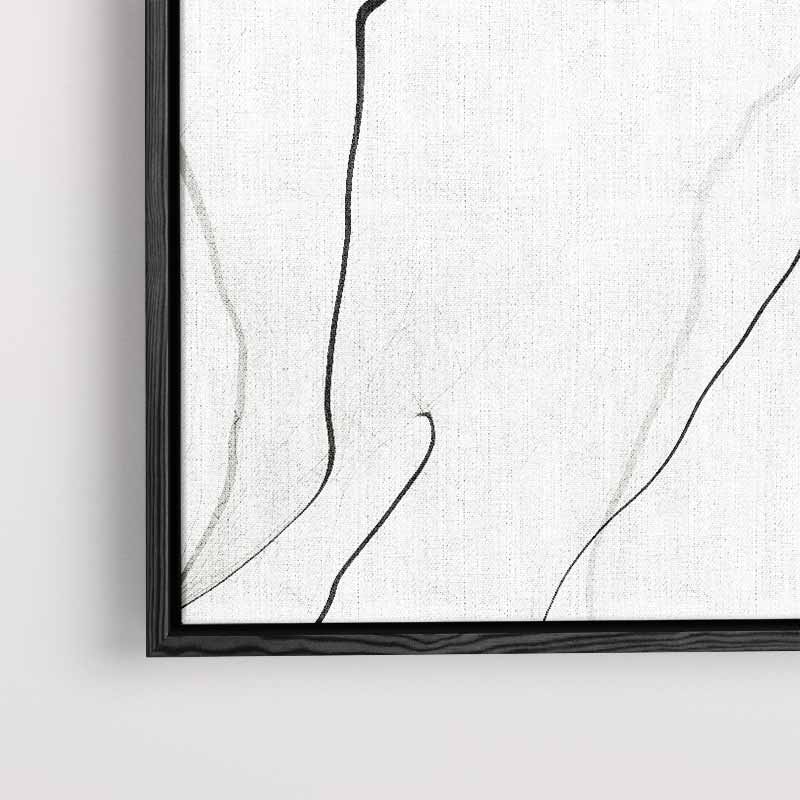 Zwarte Lijnen op Witte Rust – staand kunstwerk voor modern interieur
