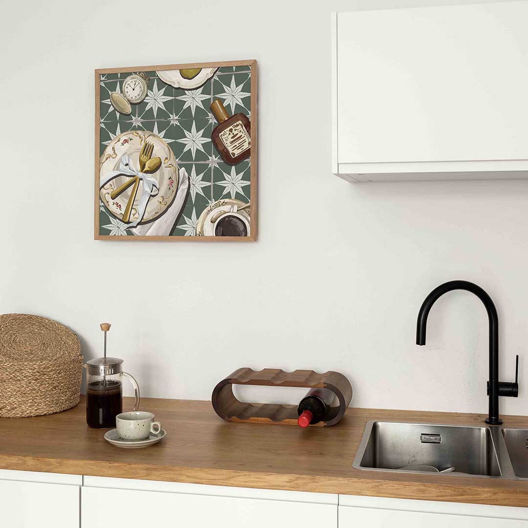 Decoratieve tafelsetting – keukenposter in vierkant formaat