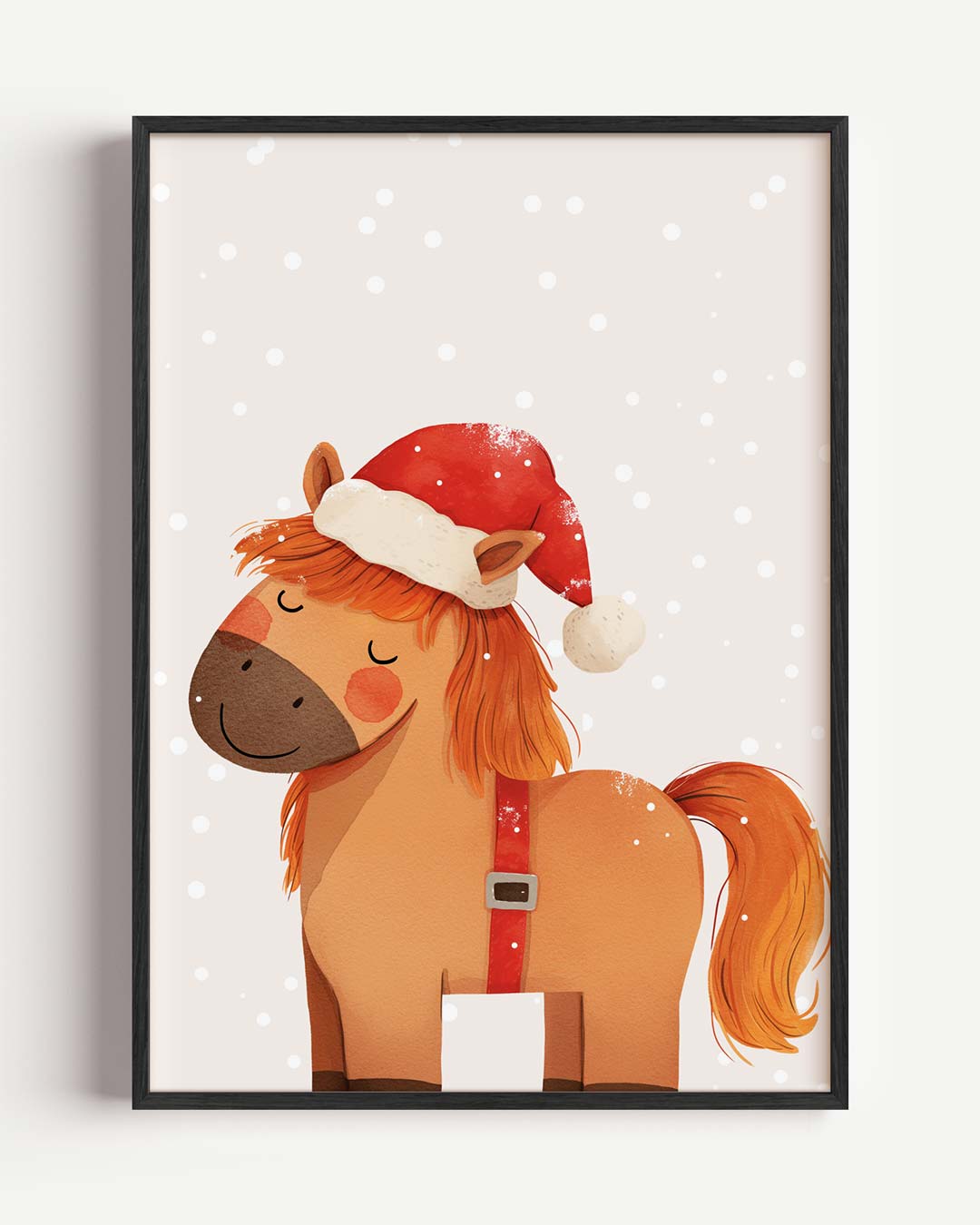 Kerst Pony – kids portret poster als wanddecoratie
