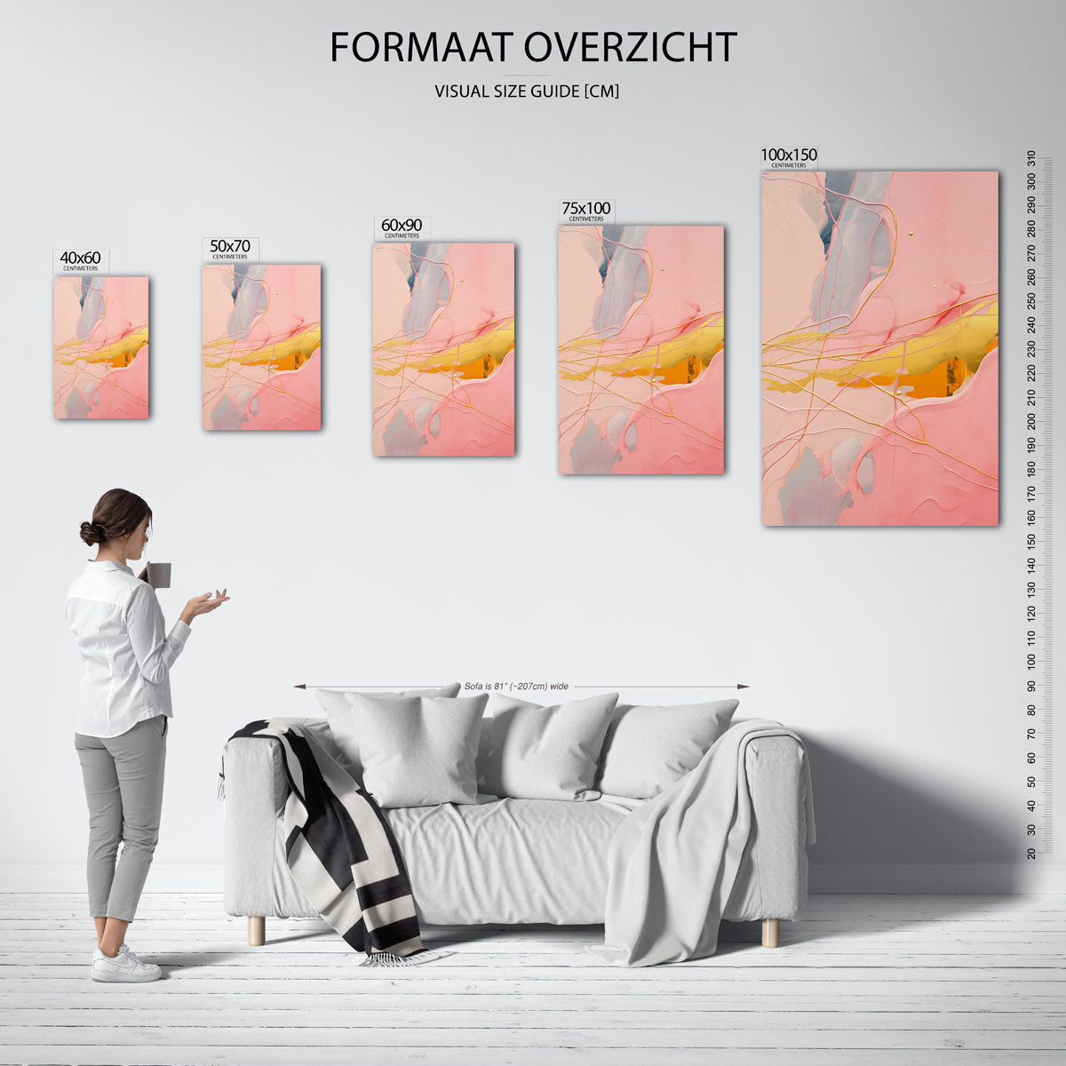 Vloeiende kleurencompositie – Kleurovergangen – moderne staande wandkunst