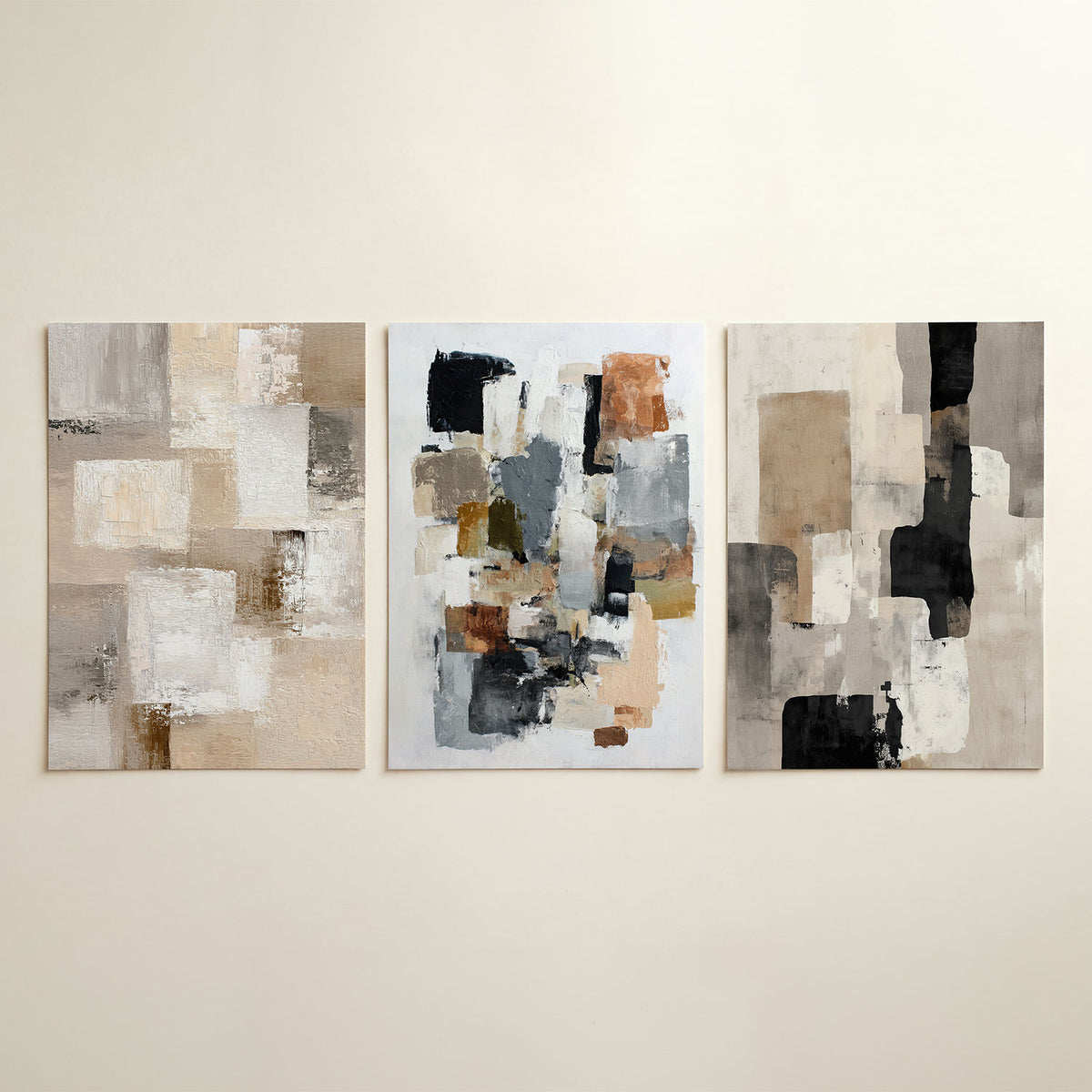 Vorm en balans driedelige posterset in tweede interieur