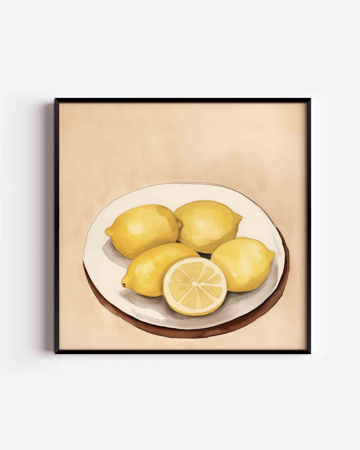 Citroenen op bord – keuken vierkante poster als wanddecoratie