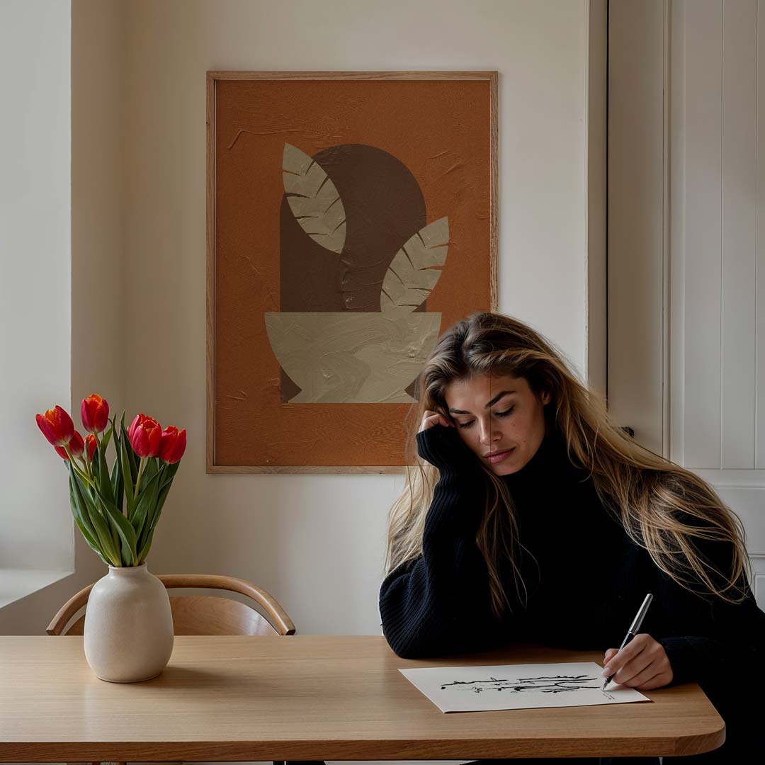 Stijlvolle Abstracte Bladeren – staande muurposter met abstracte vormen