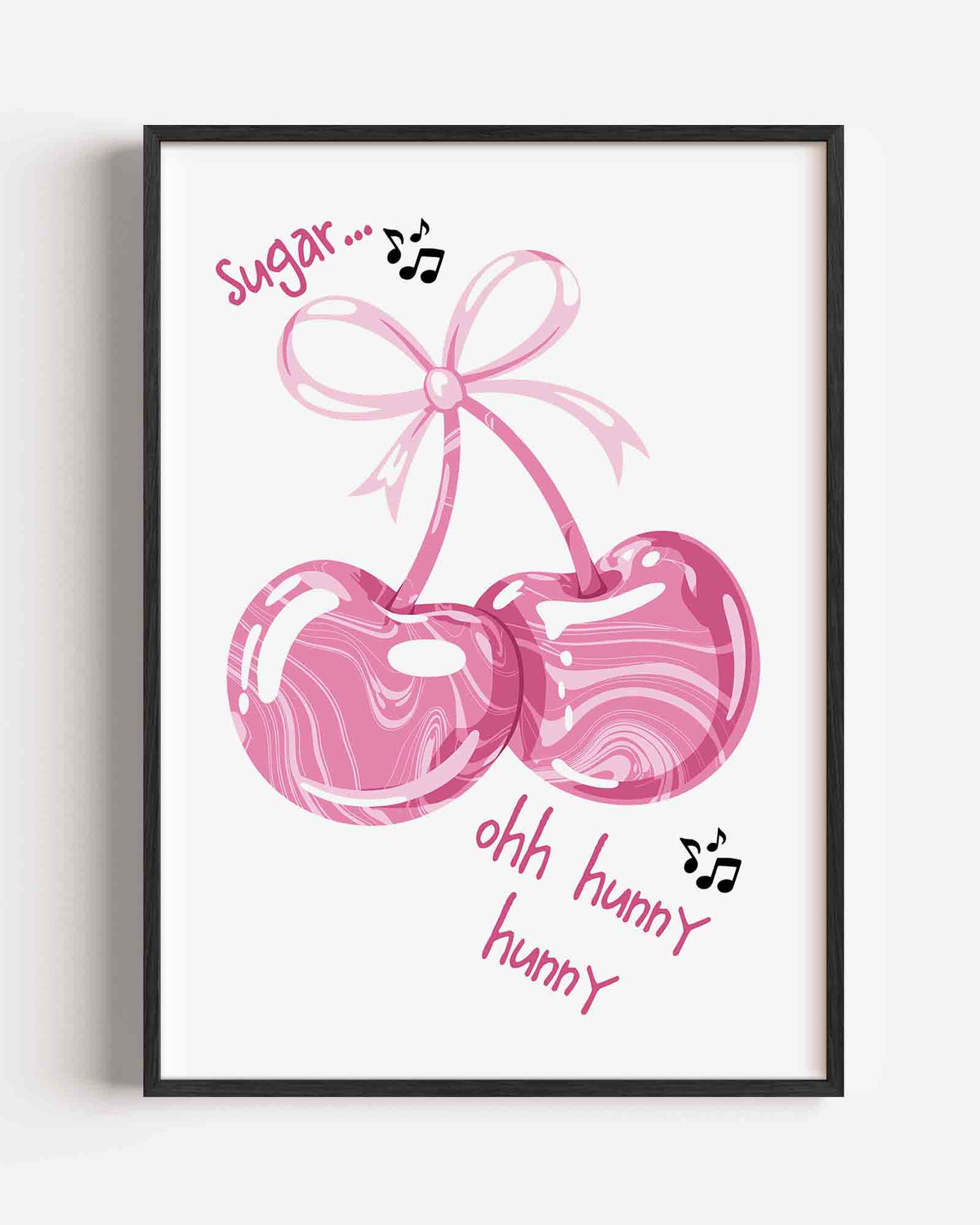 Roze kersen met strik – Pop Art portret poster als wanddecoratie