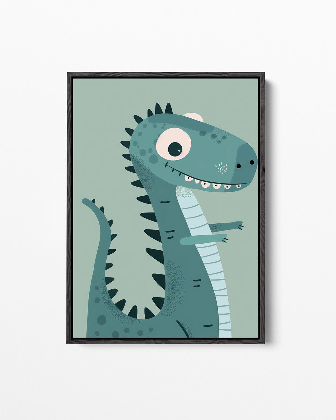 Speelse dinosaurus illustratie – staand wanddecoratie kunstwerk
