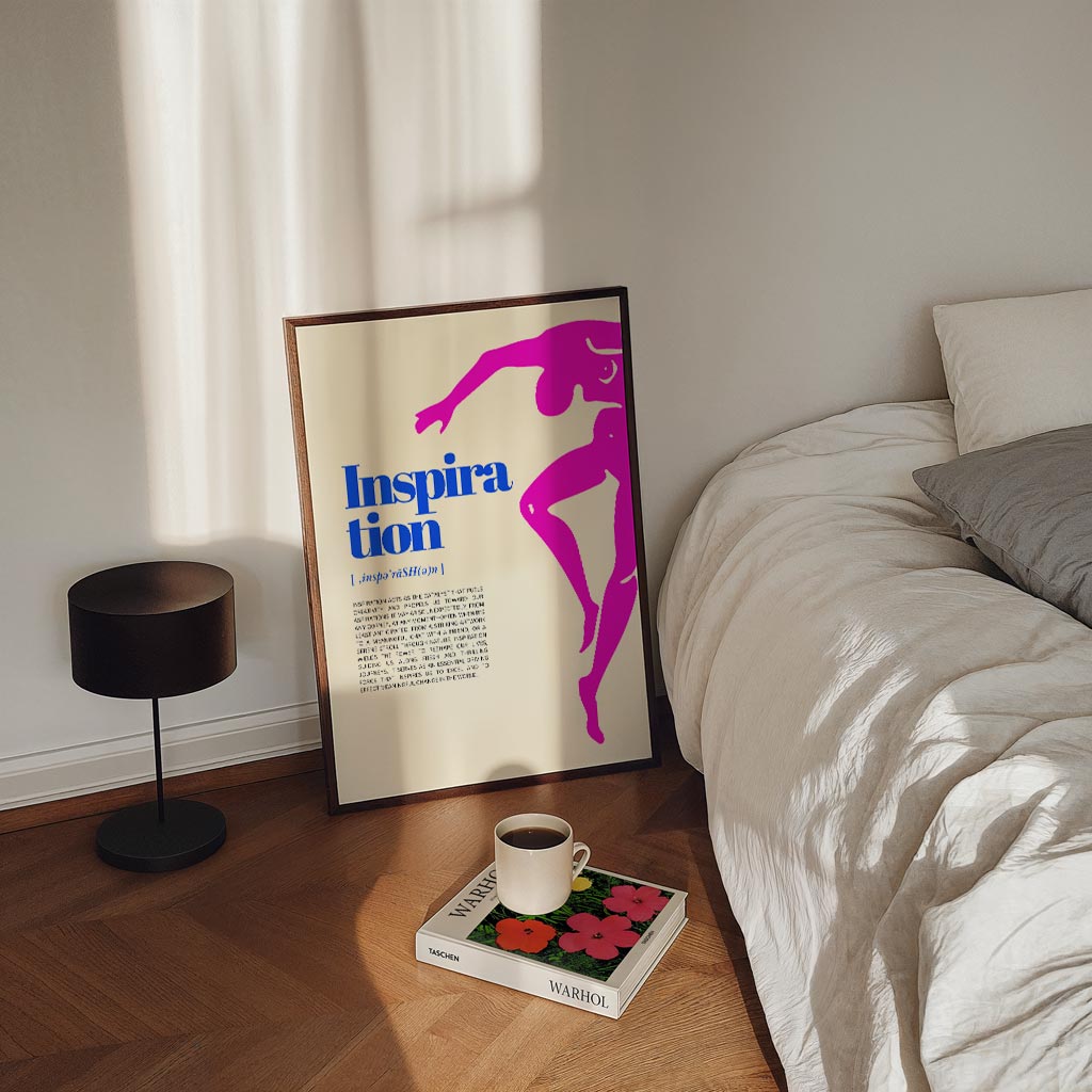 Inspiratie in Beweging – staande Popart wanddecoratie van WallArtistic