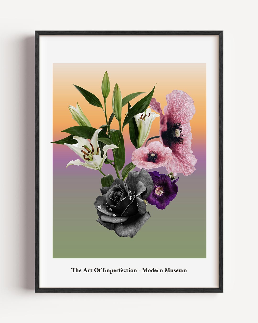 Bloemenpracht in Kleurrijke Overgang – typografie portret poster als wanddecoratie