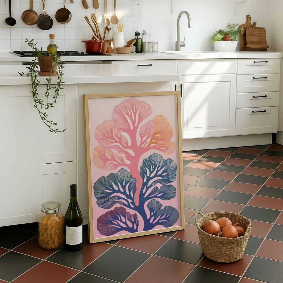 Botanische Kunstprint – staande muurposter met zomerse uitstraling