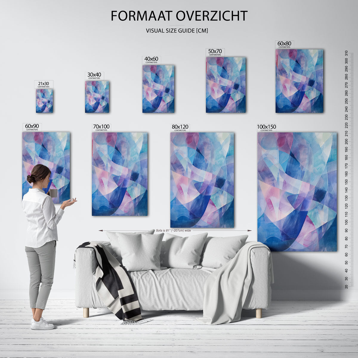 Abstracte vormen – staande muurposter met hedendaagse illustratie