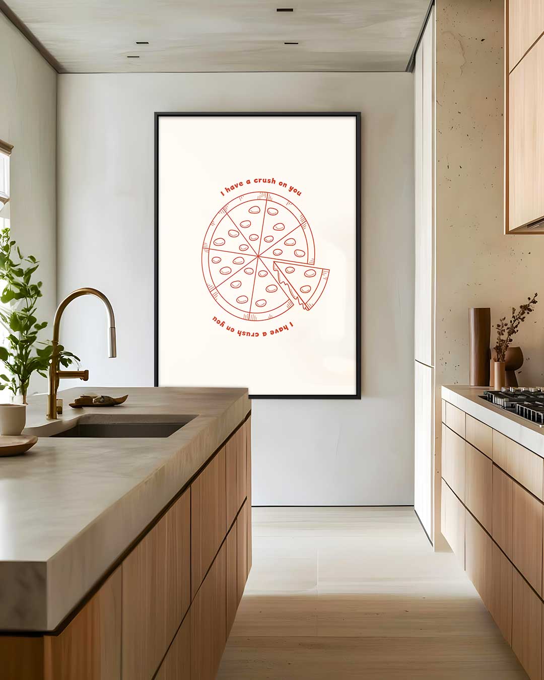 Liefdespizza Illustratie – staand kunstwerk voor modern interieur