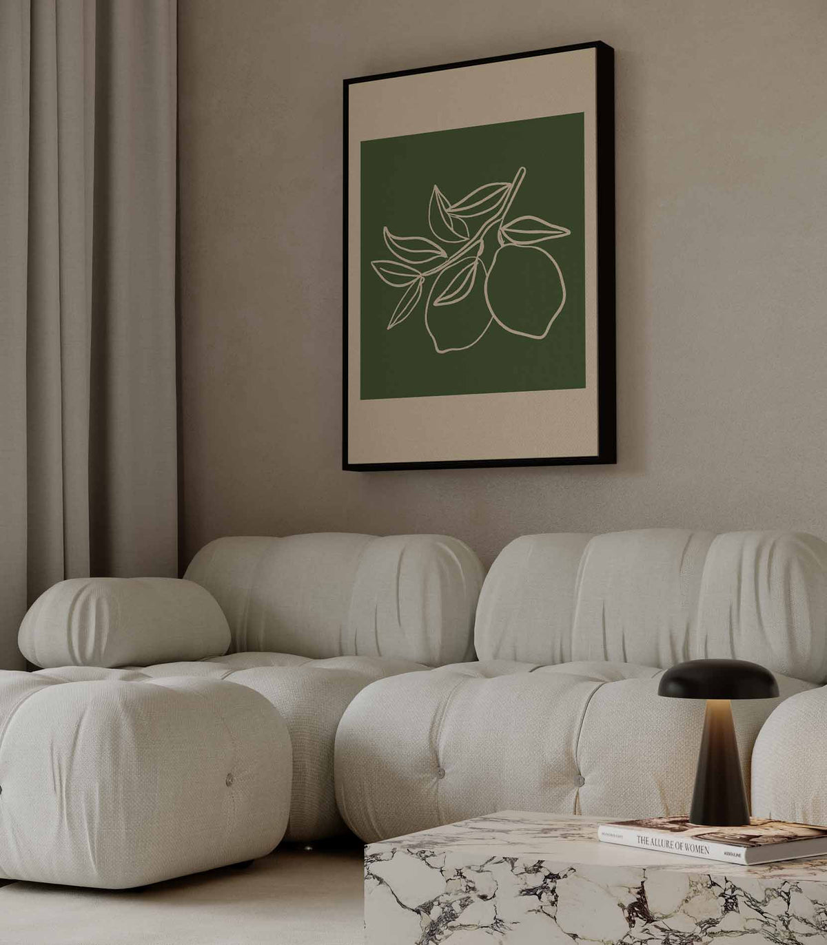 Minimalistische Citrustak – canvas wanddecoratie in portret formaat