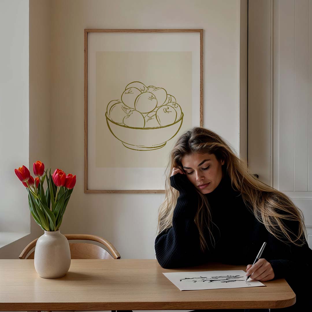 Stijlvolle Appel Illustratie – culinaire wandkunst als portret poster