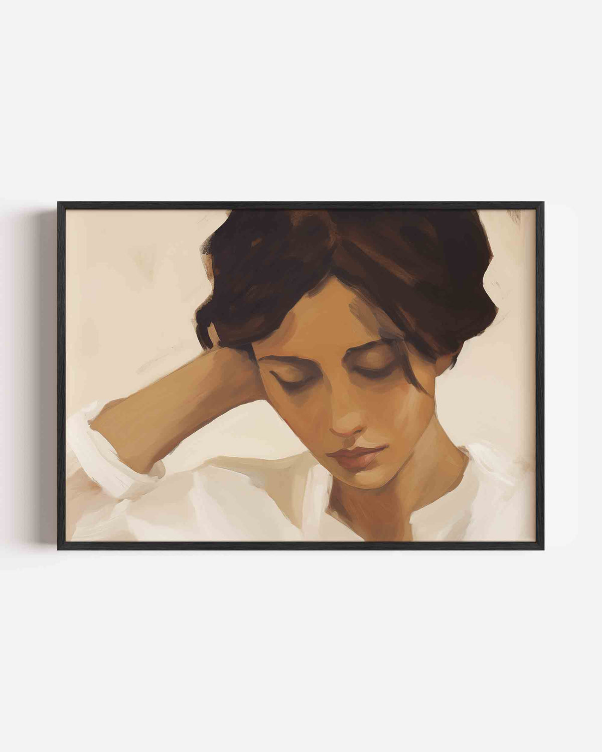 Vrouw met gesloten ogen – vrouwelijk portret als landscape poster