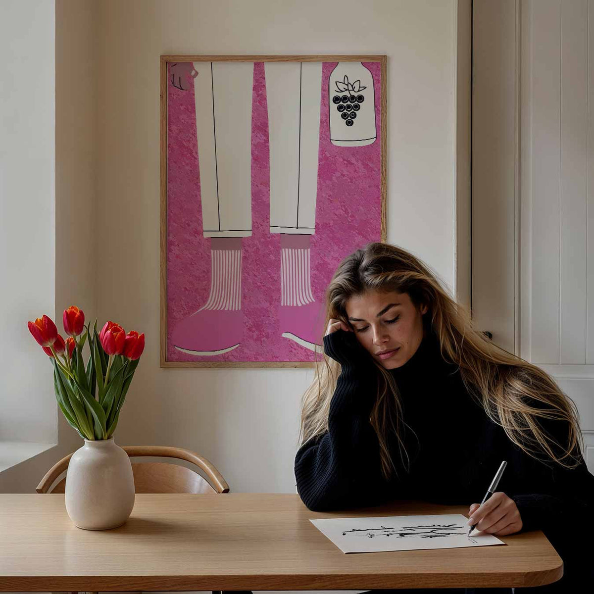 Stijlvolle roze stappers – Popart poster als moderne urban wanddecoratie