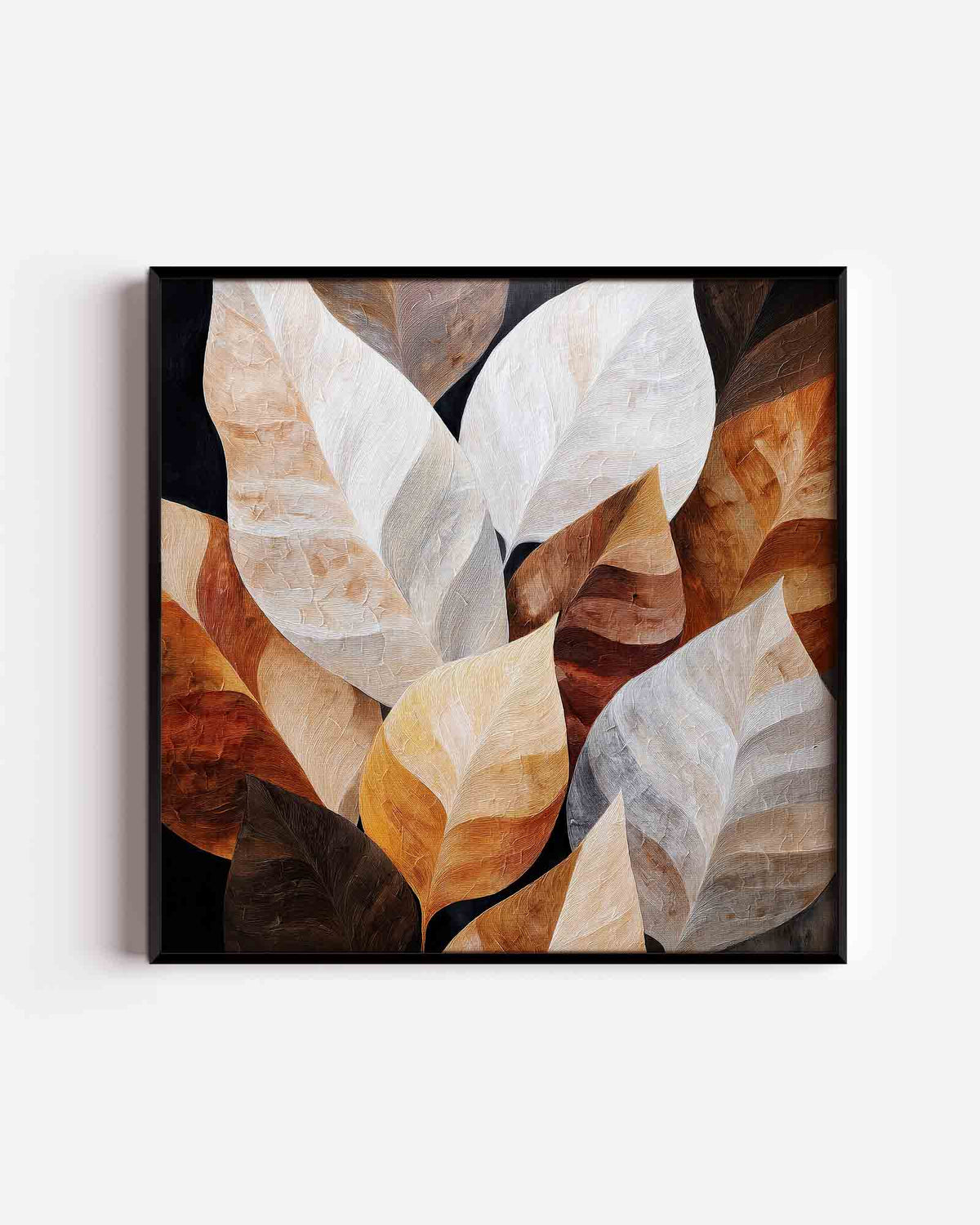 Bladeren in aardetinten – abstracte vierkante poster als wanddecoratie