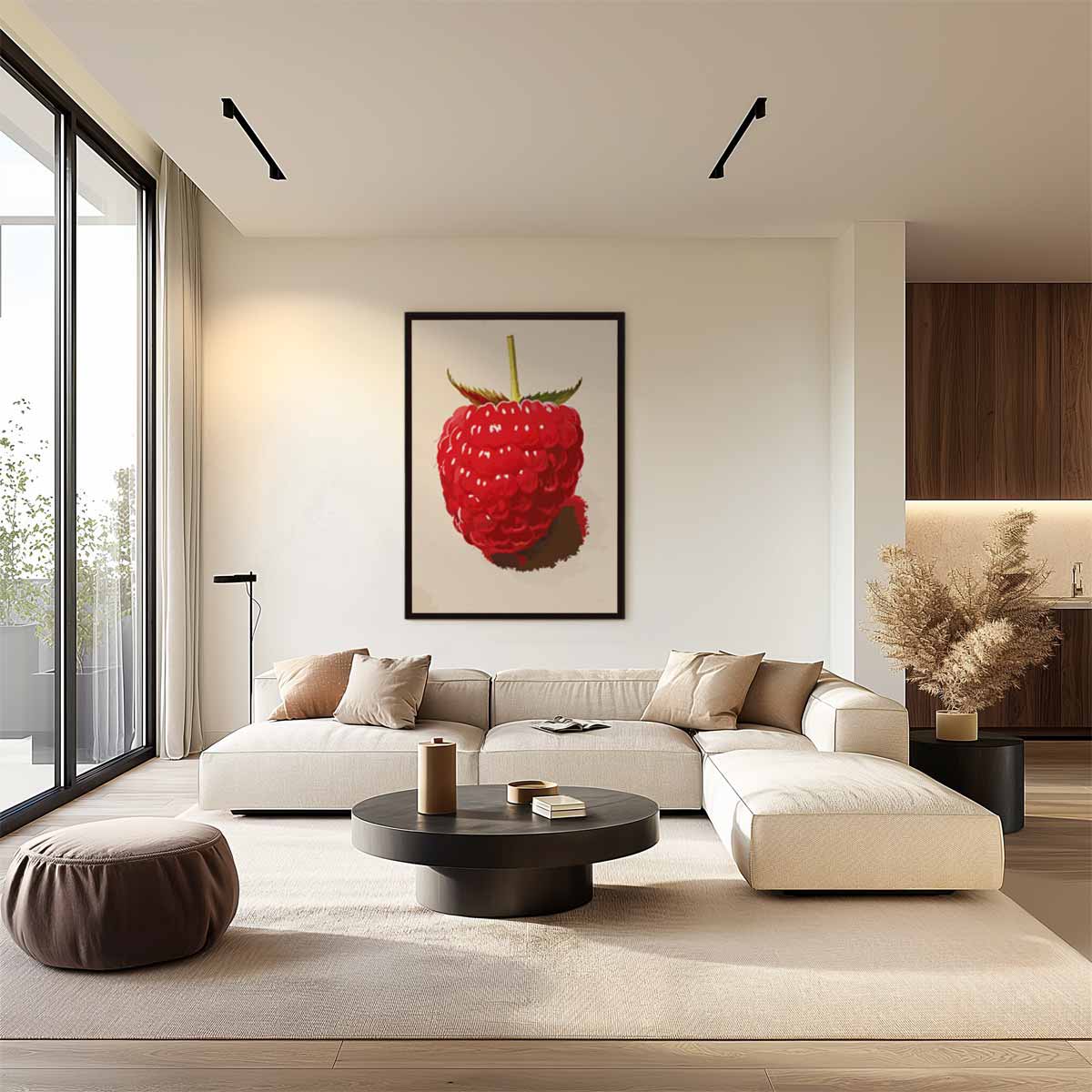 Framboos op Canvas Kunstwerk – staand kunstwerk voor modern interieur