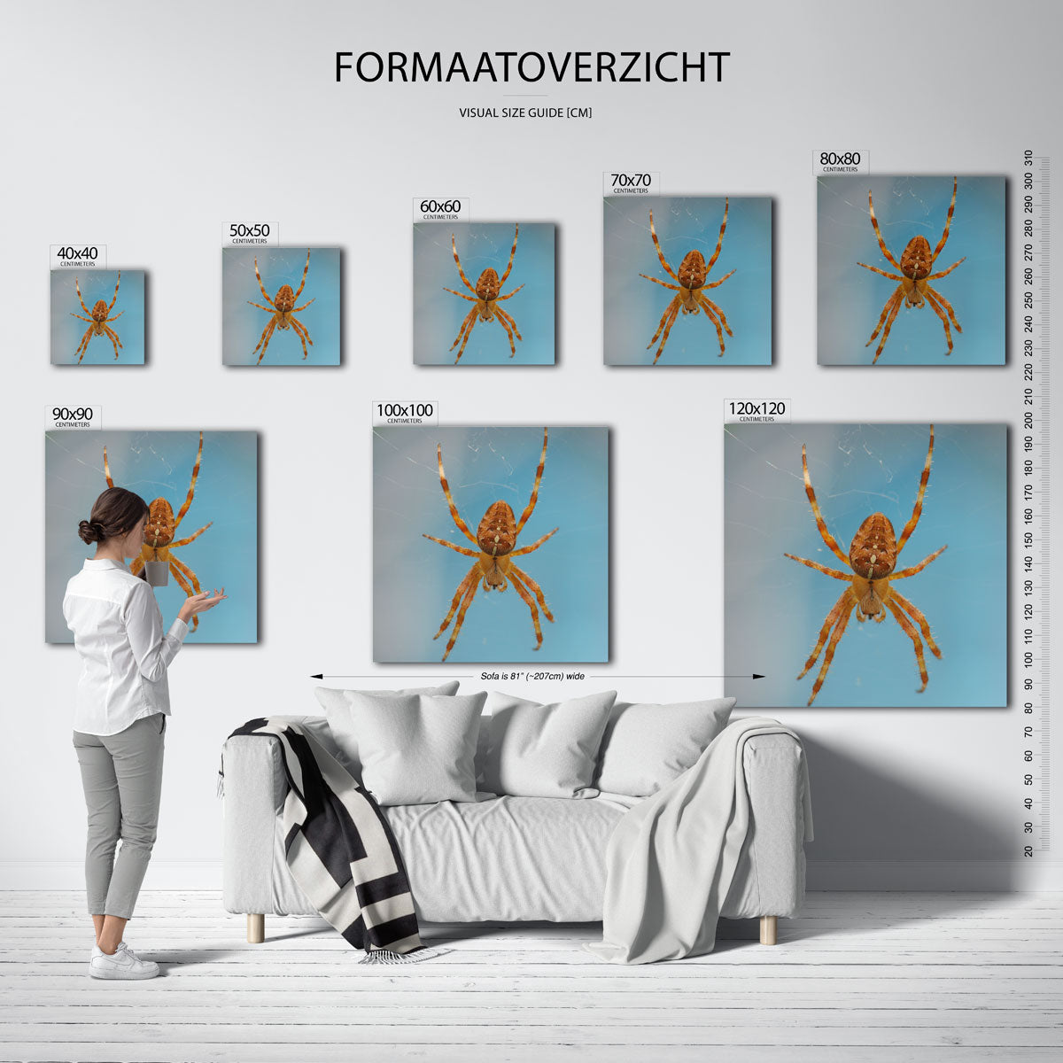 Natuurlijke spin kunstwerk – materiaalweergave – een close-up van een spin met een oranje lichaam en lange poten, tegen een