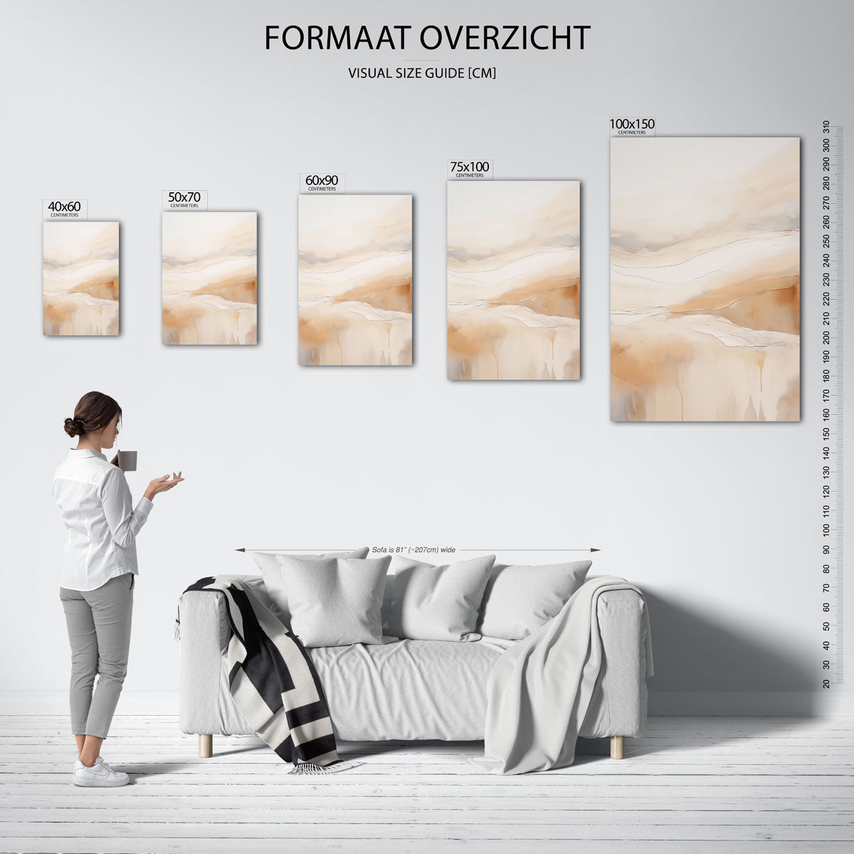 Zachte aardetinten – staand wanddecoratie kunstwerk