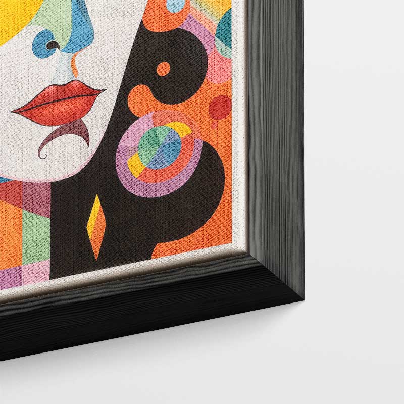 Kleurrijke Dromenportret – kunstwerk met zwarte baklijst
