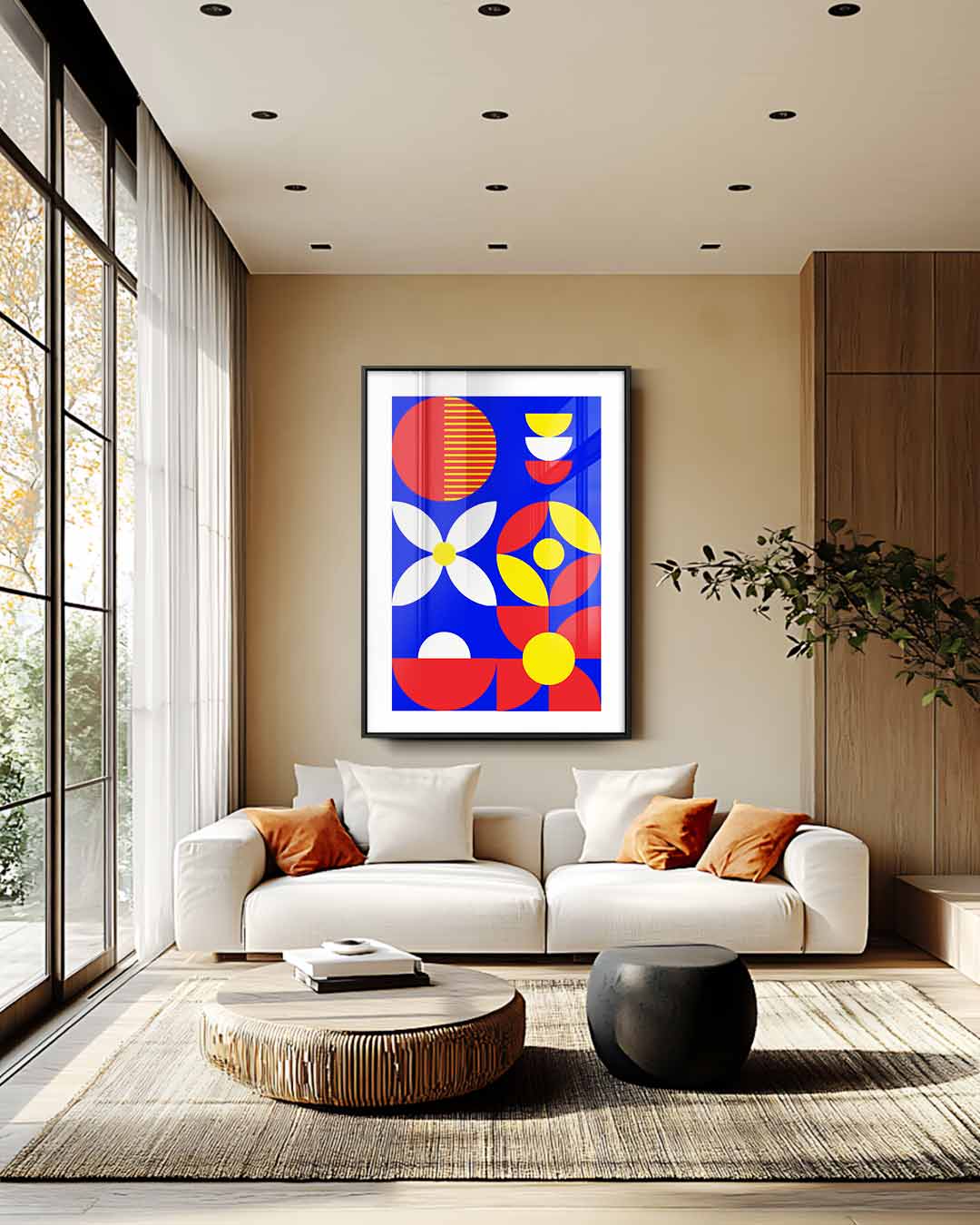 Kleurrijke Geometrische Abstractie – modern portret kunstwerk van WallArtistic