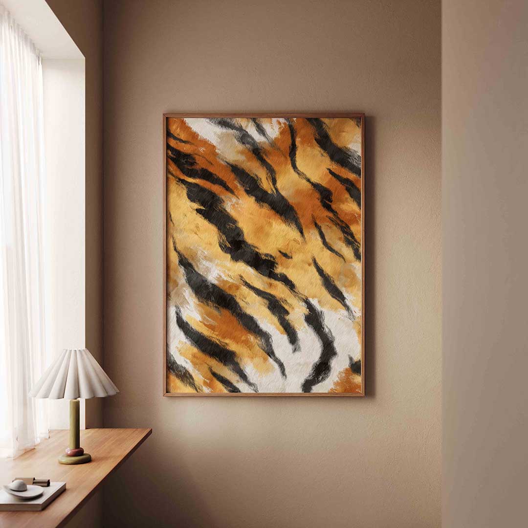 Tijgerstrepen patroon – staande safari wanddecoratie van WallArtistic