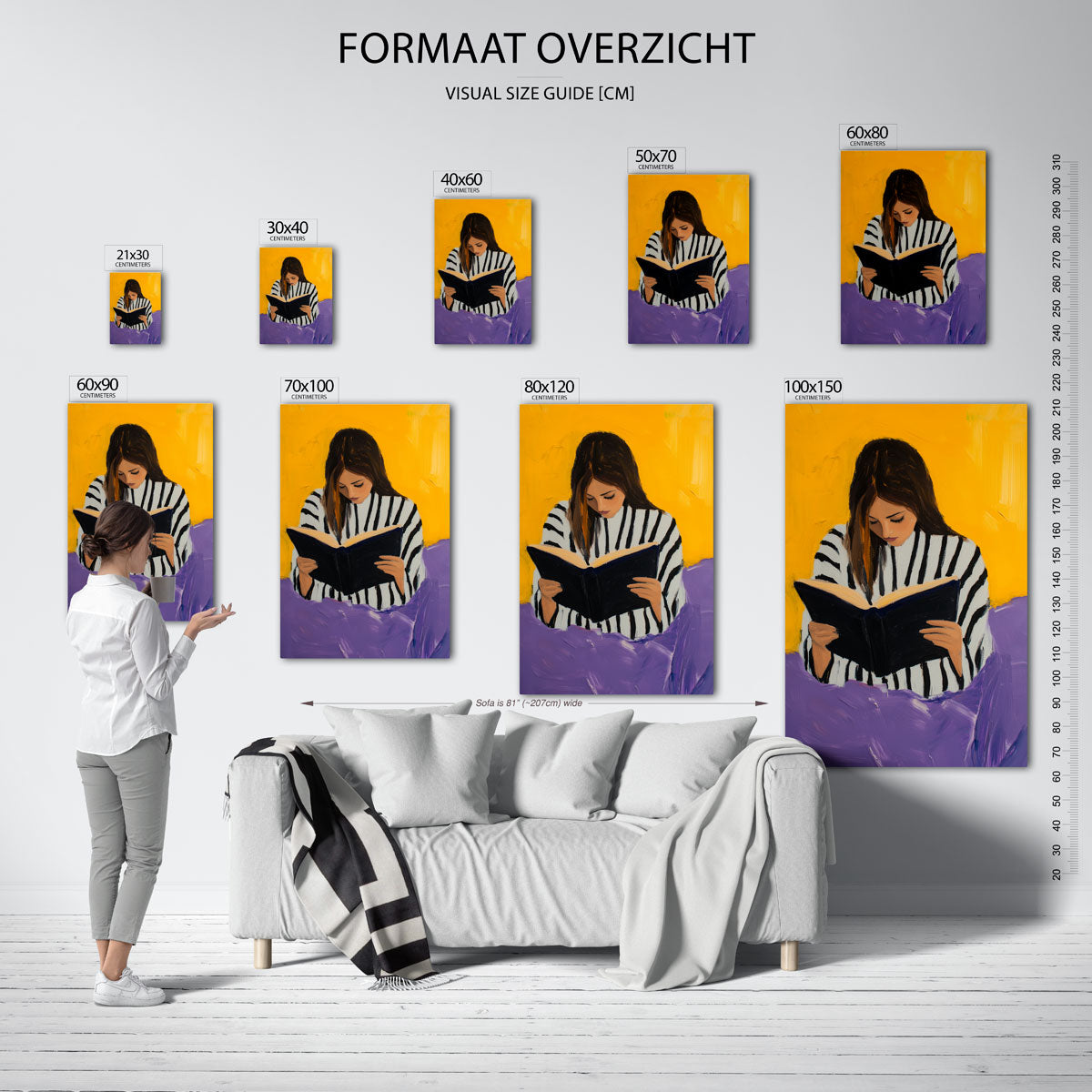 Lezende vrouw – staande muurposter voor een modern interieur