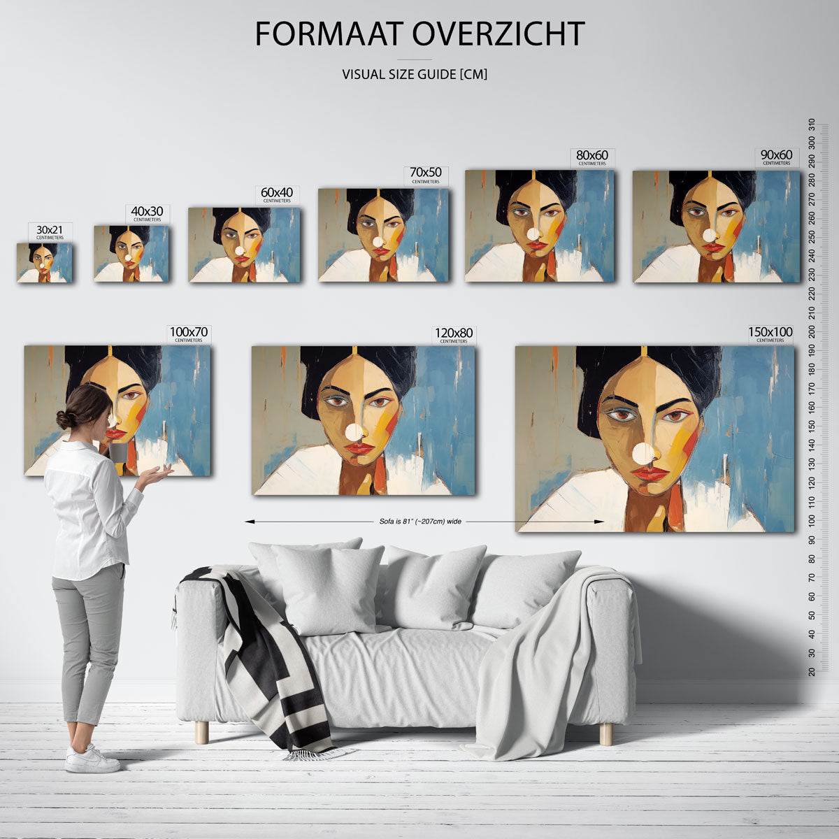 Vrouwelijk portret – liggende muurposter met vrouwelijk portret