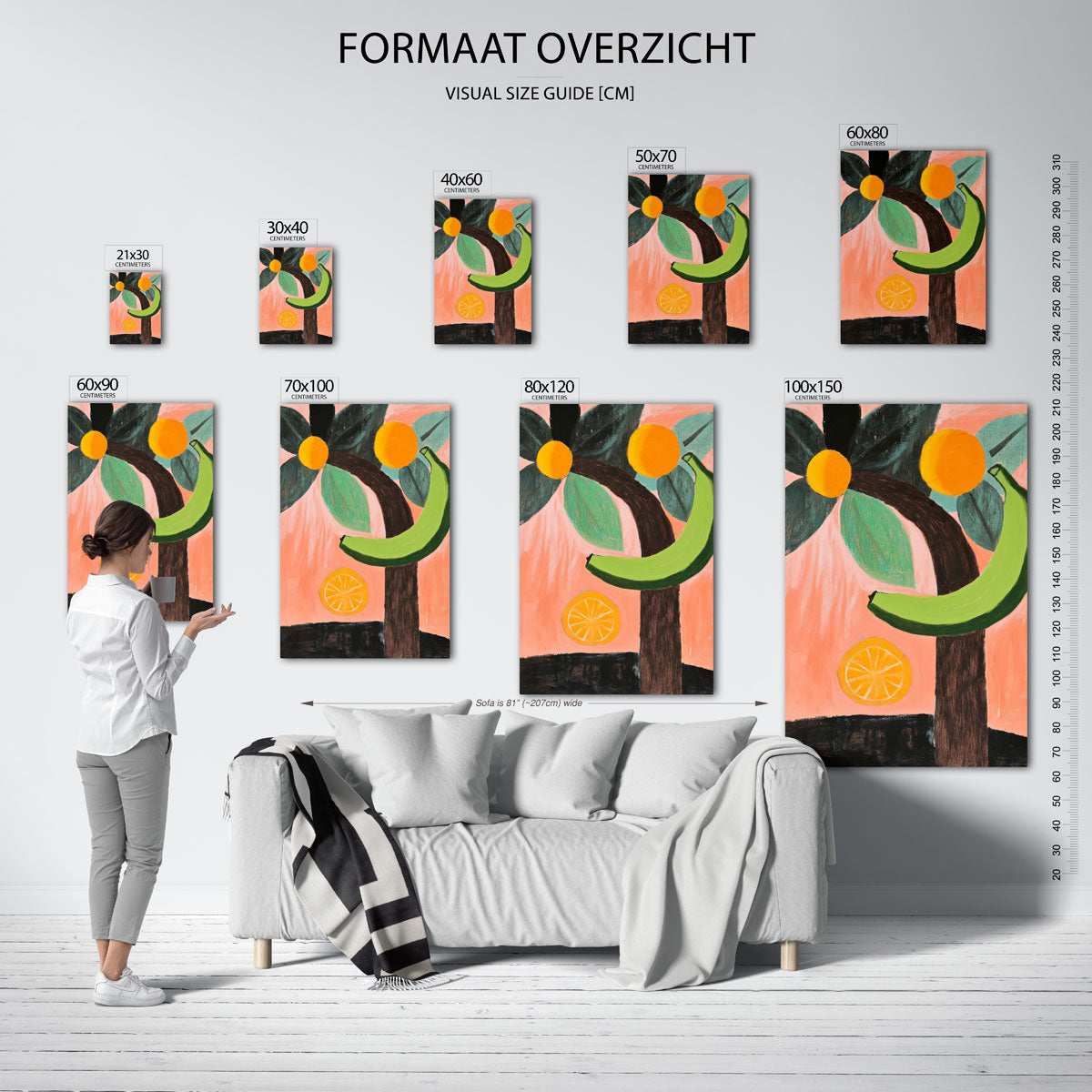 Banaan en citrus – staande muurposter met jungle thema