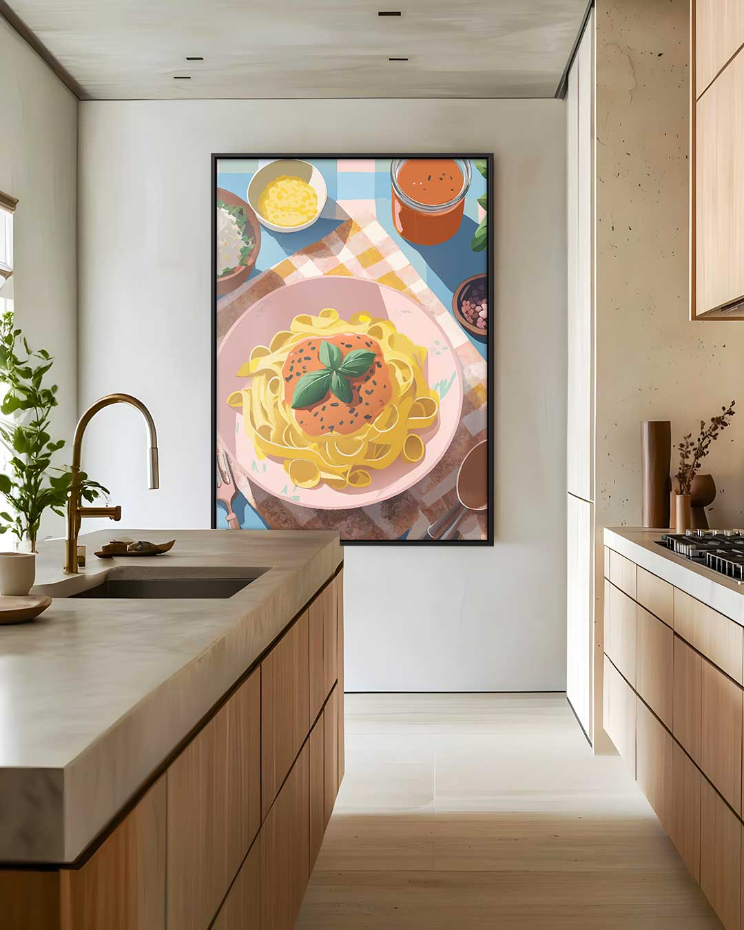 Pasta op tafel – staand kunstwerk voor modern interieur