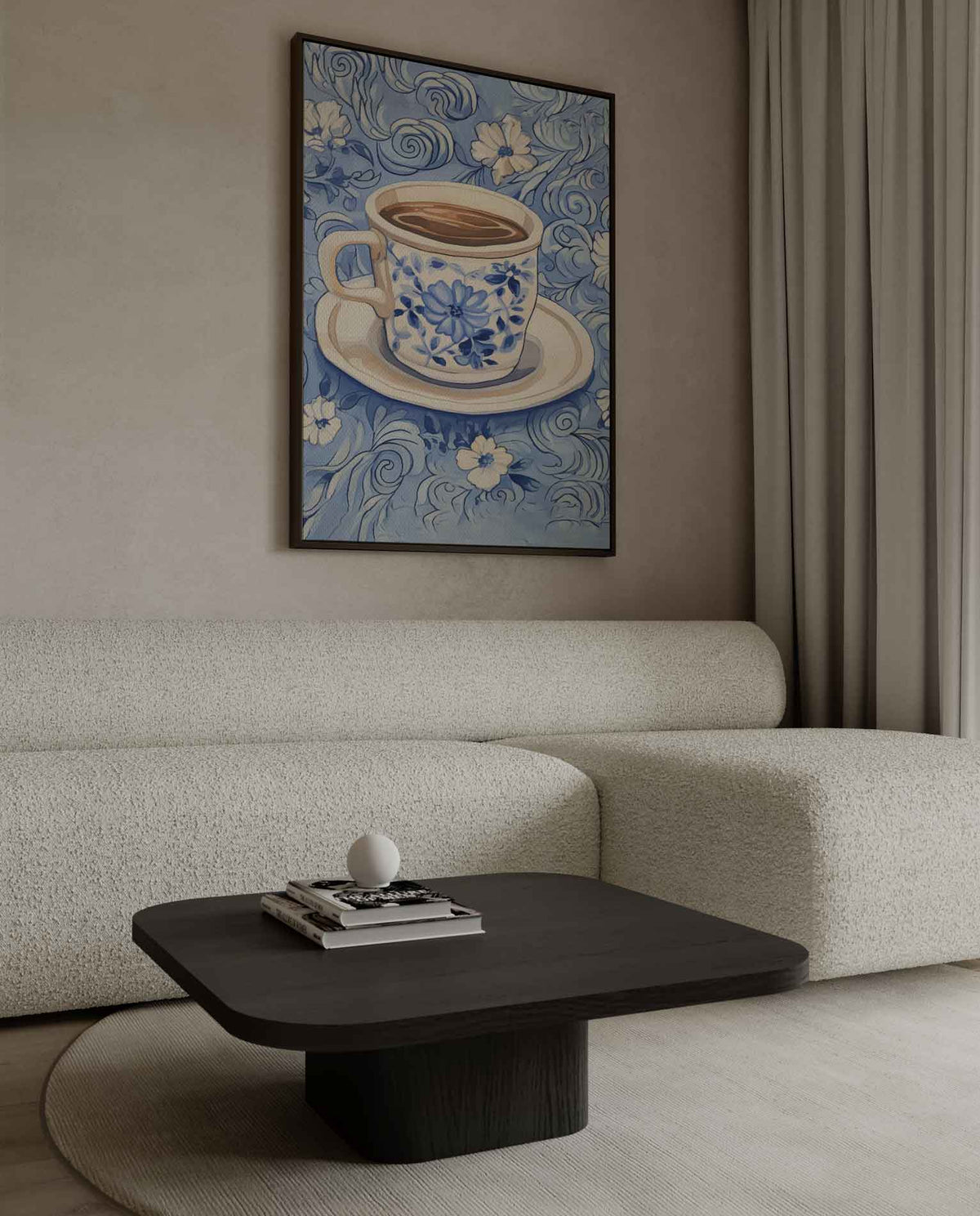 Blauwe Koffieochtend – canvas wanddecoratie in portret formaat